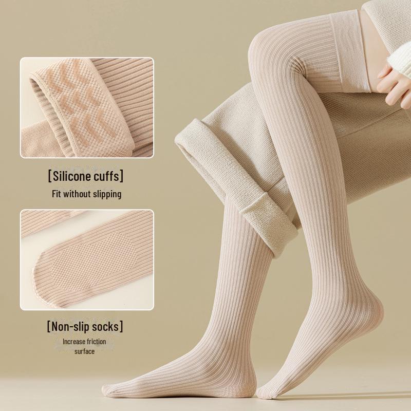 Женские хлопковые утягивающие носки до икр, однотонные, средней длины, нескользящие, с клеевыми точками
