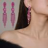 Длинные висячие свадебные серьги для женщин цветные цельные кристаллы шарм пирсинг подвески девушки вечеринка подарок роскошь мода