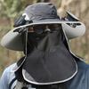 Men Sun Hat with Solar Fan Detachable Face Guard Shawl Sun Protection Cap Adjustable Wind Speeds Fishermen Hat
