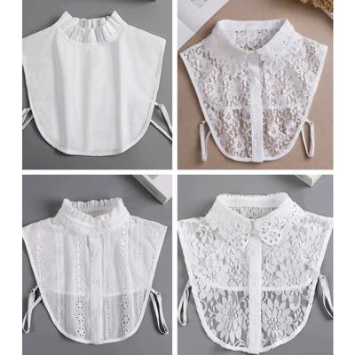 Hollow Lace Chiffon Doll Cotton Fake Collar Blouse Sweater Detachable Shirt Collar False Collar Lapel Women Top Collars Decor