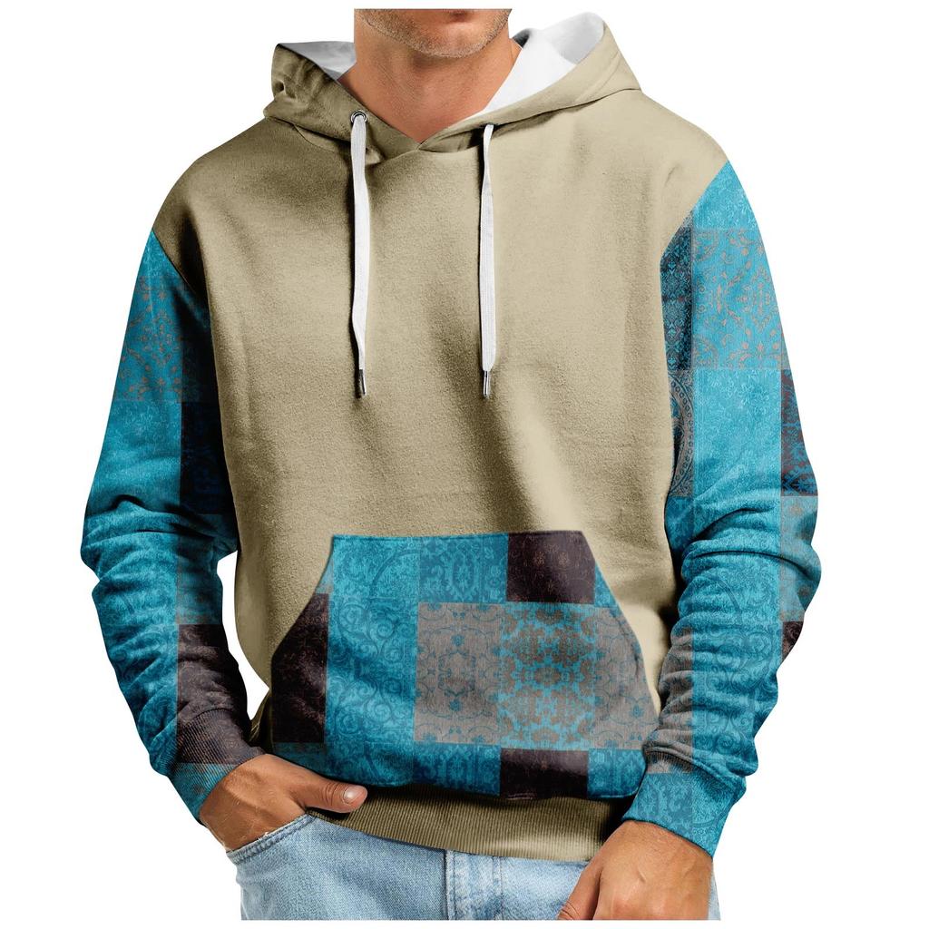 Осенний мужской свитер с большим капюшоном и цифровым принтом, новый большой базовый свитер