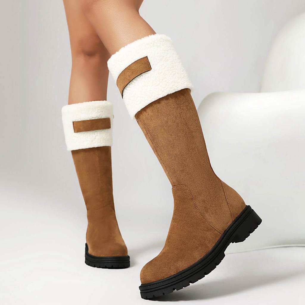 Krazing Po Flock Fur Keep Warm Winter Round To Western Boots Size 44 Size 48 Size 47 Chunky Heels Knee Boots