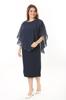 Женское платье большого размера. Темно-синее шифоновое платье-накидка больших размеров.