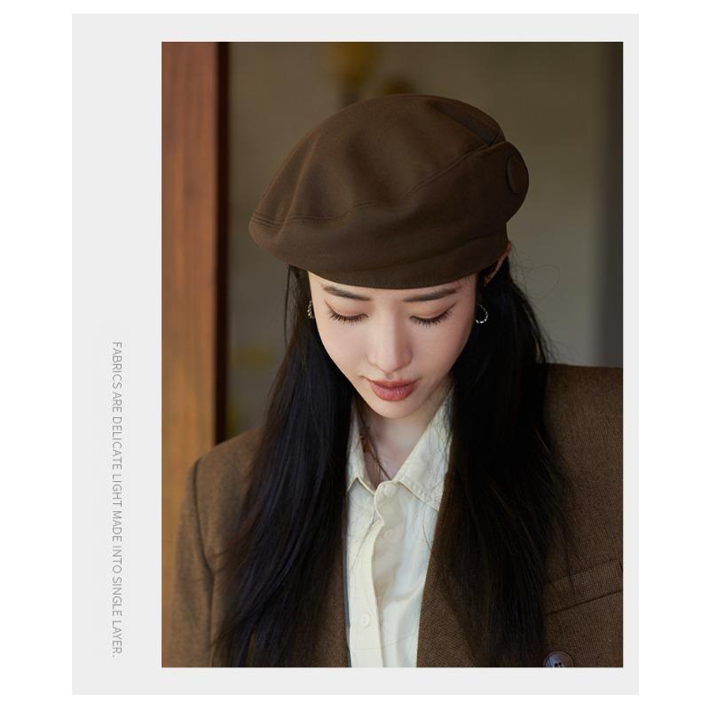Осенне-зимняя новая шляпа, женский берет на пуговицах, осенне-зимняя шляпа художника, художественная ретро-шляпа Bud