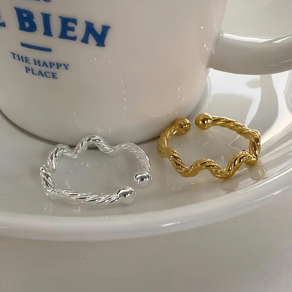 S925 Sterling Silver Ring Simple Bracelet Wave Open Ring Index Finger Ring Special-Interest Design Temperament Entry Lux Women's Ring