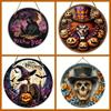 Wooden Craft Door Plaque Decoration Circular Logo Witch Wooden Plaque Halloween Decoration Sign With Pumpkin Scarecrow