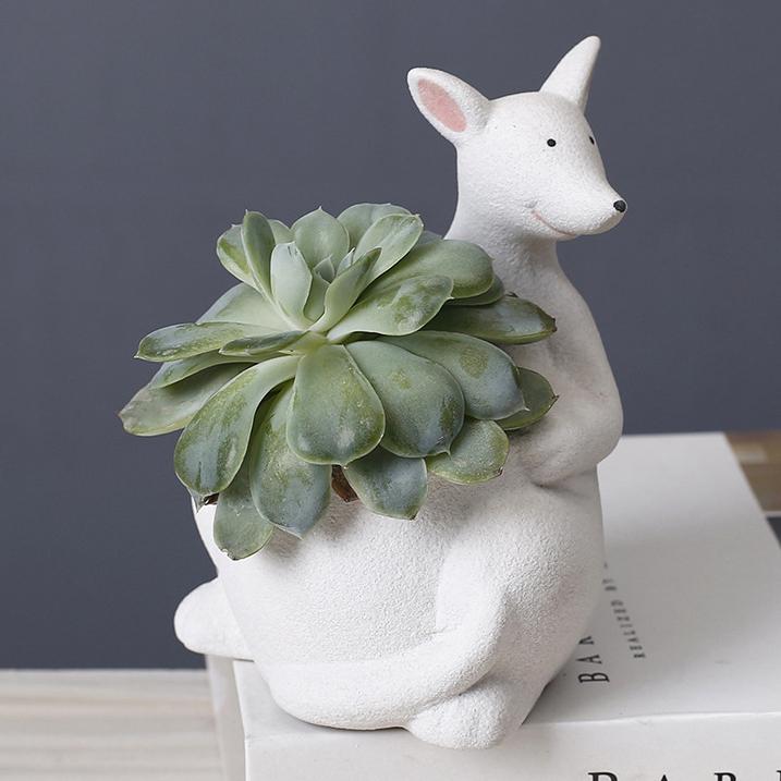 Cute Kangaroo Flower Pot Ceramics Succulent Pot Planter Home Decor Desktop Ornaments Garden Decoration Bonsai Plant Pot