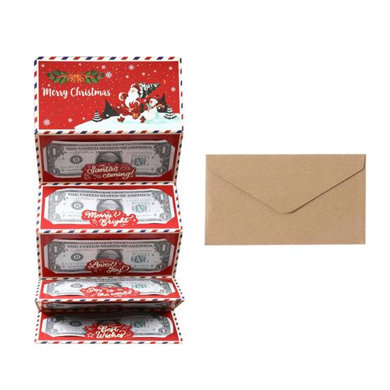 Рождественский денежный конверт для денежных подарков, конверт-сюрприз для подарочной карты, держатель для денег с 6 слотами, праздничный держатель для наличных, сделай сам, для рождественских сувениров