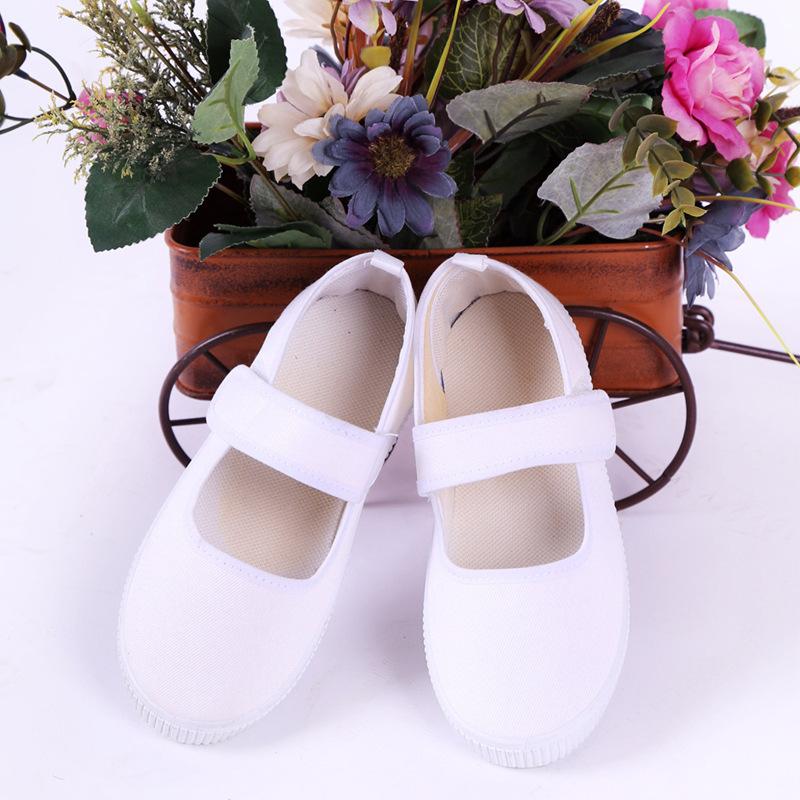 2025 весна детский сад детская парусиновая обувь большой размер одноклассники маленькие белые туфли танцевальная обувь детская белая тканевая обувь