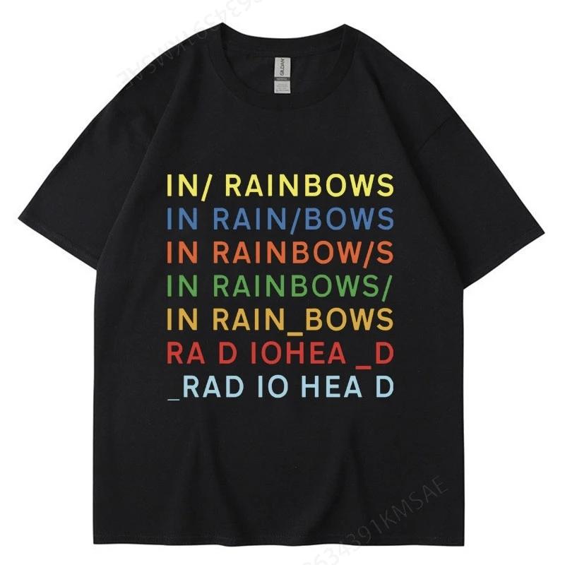 Британская рок-группа Radiohead Футболка Музыкальный альбом In Rainbows Унисекс Короткий рукав Хип-хоп Готика Свободные Футболки Уличная одежда