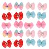 20pcs Dog Bows Multicolor Rhinestone Beads Pet Grooming Bowknots with Rubber Bands