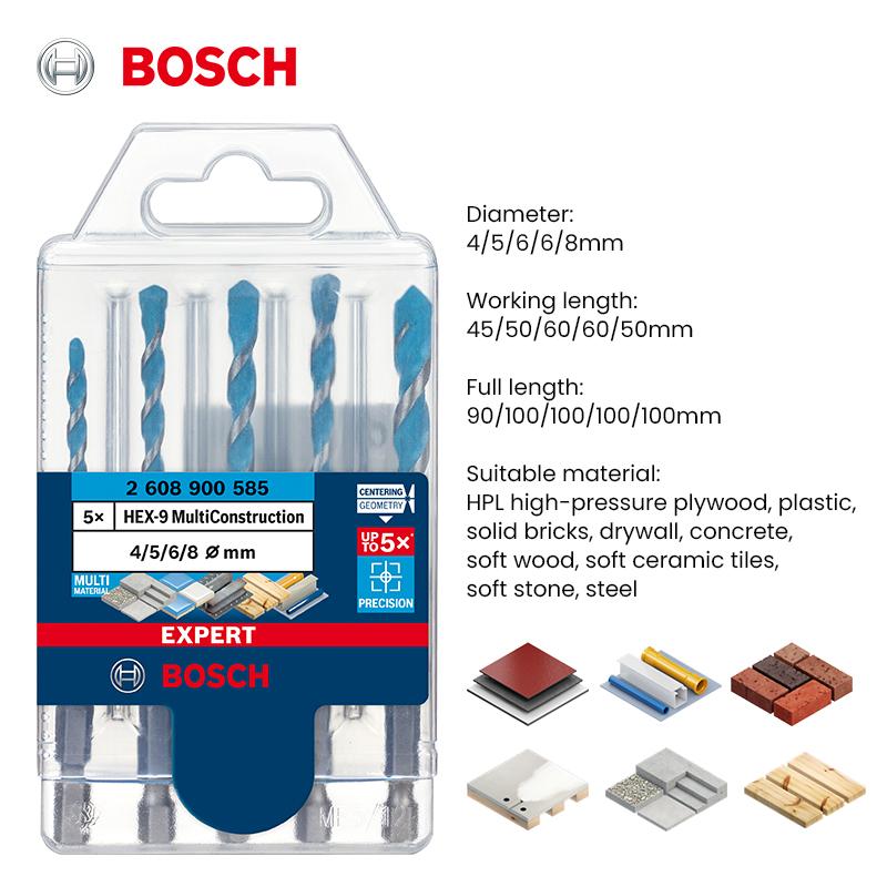 Bosch Сверла с шестигранным хвостовиком Серия EXPERT HEX-9 Геометрия центрирования для многоцелевого сверления