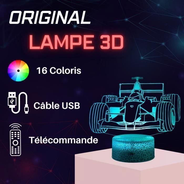 Lampe 3D - Formule 1 - LED - Multicolore - Tactile - Télécommande