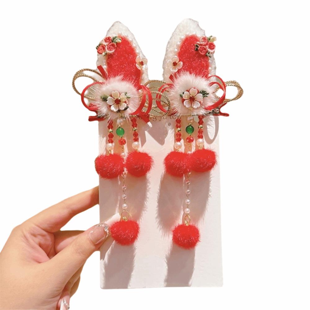 Cute Tassel Hairpin Bow New Year Hair Accessory Hanfu Traditional Chinese Hair Clip Cosplay Events