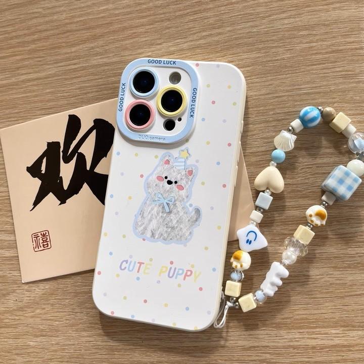 Чехол для мобильного телефона Polka Dot Puppy Apple 17Promax 17Pro Полностью закрывающийся Защита от падений 17 Жидкий силикон Воздушная защитная крышка 16