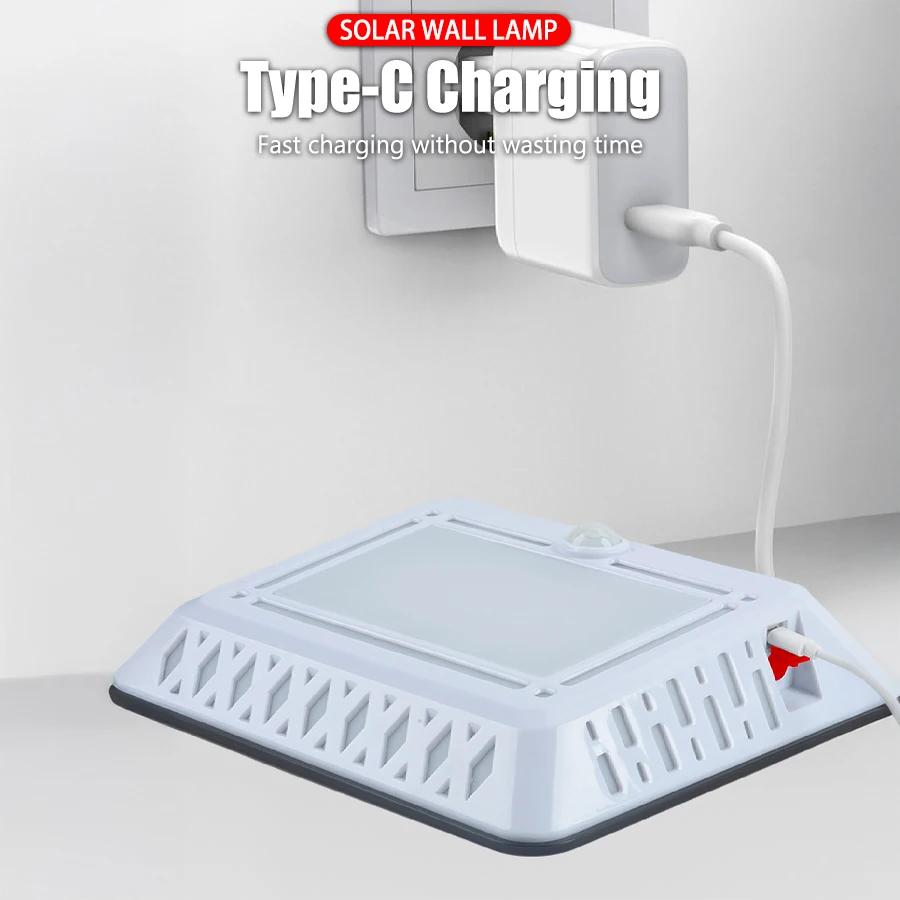 Светодиодный солнечный настенный светильник 1200 мАч, светильник с датчиком для двора, наружный водонепроницаемый интеллектуальный светильник с управлением освещенностью, уличный светильник с датчиком движения человека