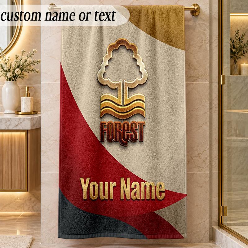 Beach TowelNottingham Forest FC Custom Name Text Personalized Soft Towel for Beach Pool Indoor Home Decor Gift