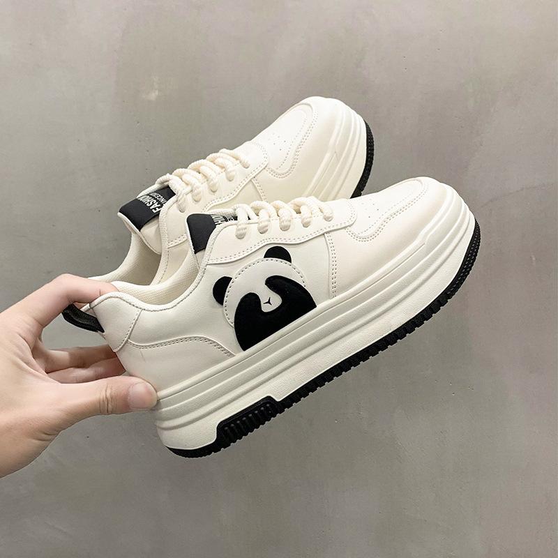 Модные белые туфли, новые женские туфли на весну и лето, толстая подошва, универсальные спортивные повседневные туфли с пандой черного и белого цвета, модные