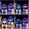 8cm 3D Earth Laser Engraved Crystal Ball Solar System Planet Milky Say Galaxy Globe Glass Sphere Astronomy Gift Home Decoration