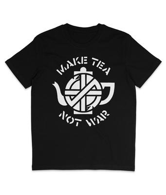 Crass - Завари чай, а не войну - Белый текст - Органическая футболка - Анархист - Панк