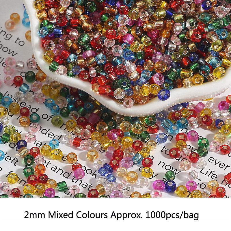 2 3 4mm Glass Filled Silver Mixed Color Rice Beads Handmade Diy Ring Earrings Bracelet Tassel Loose Beads Jewelry Materials Beads for Jewelry Making
