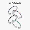 Rainbow CZ Finger Rings For Women Stackable 4 Color Wedding Engagement Band 925 Sterling Silver Fine Jewelry