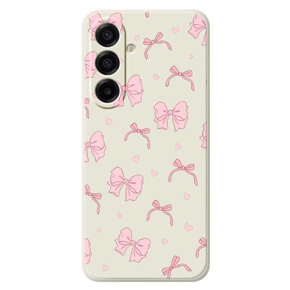 For Samsung Galaxy A17 5G Case Pink Bow Love Pattern Printing Straight Edge TPU Phone Back Cover