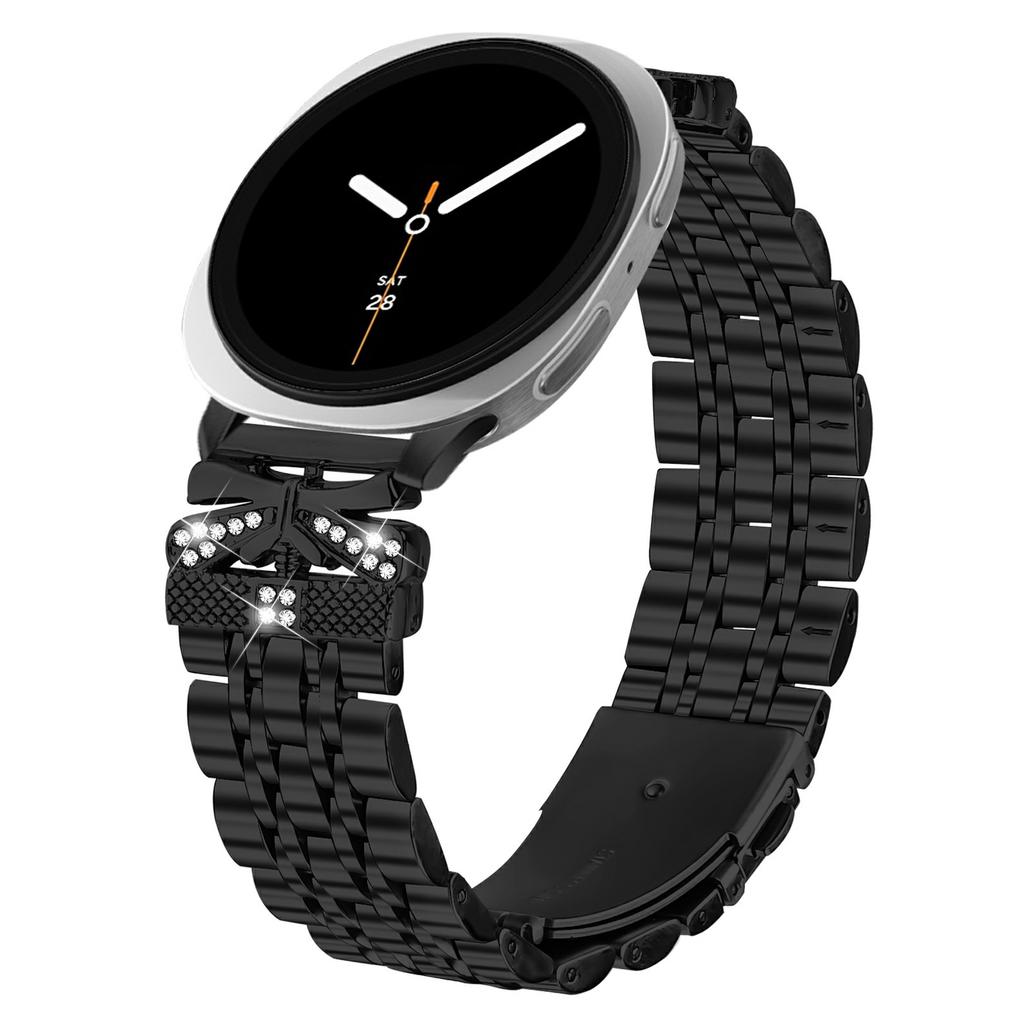 Watch Strap for Samsung Galaxy Watch8 44mm/40mm/8 Classic 46mm Rhinestone Butterfly Decor Stainless Steel Band