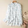 Весенне-летняя рубашка с принтом в стиле ретро, женская свободная литературная рубашка из хлопка и льна с длинными рукавами, верхняя одежда