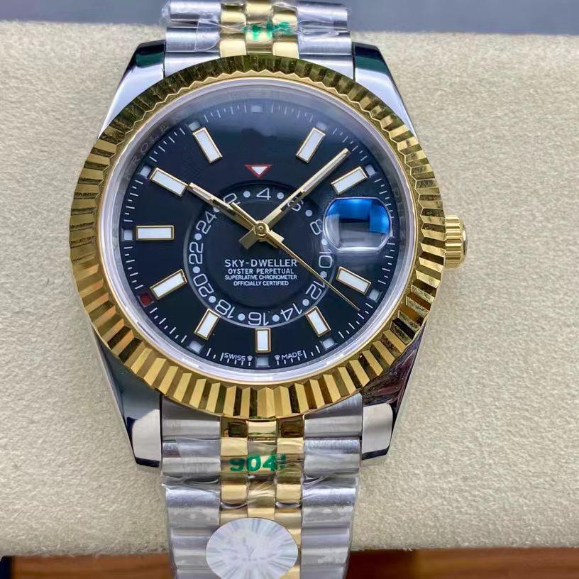 Мужские классические автоматические часы Laojia Tianxingzhe с двумя часовыми поясами и пятизвеньевым браслетом