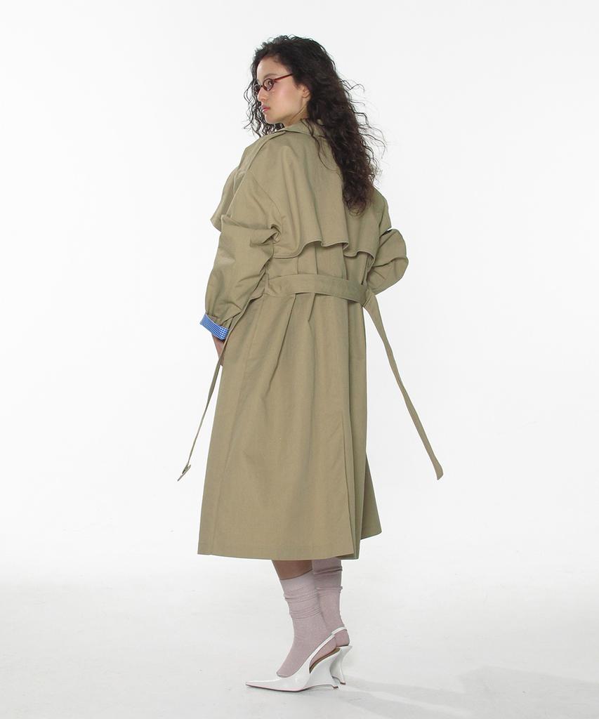 CRANK Belted Long Trench Coat_Beige
