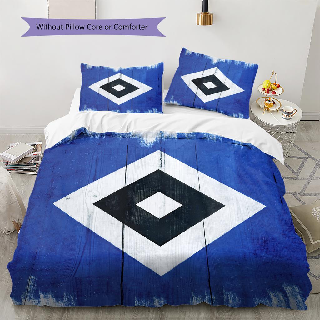 Постельное белье с узором Гамбургер SV Домашний Декор Подарок на День Рождения (1 пододеяльник + 2 наволочки, без наполнителя)