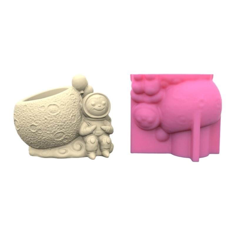 Силиконовая форма для цветочного горшка, сидящая в форме астронавта, бетонные формы, формы для цветочных горшков, цементные формы, силиконовый материал для самостоятельного изготовления