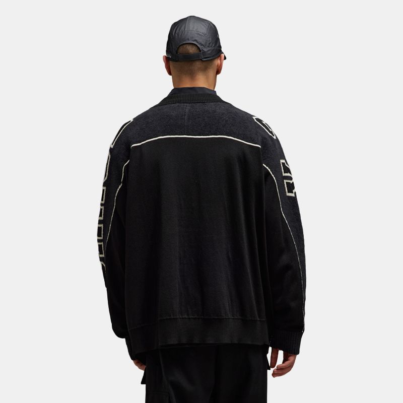 Y-3 Gfx Knit Cardigan Letter Logo Solid Color Unisex Cardigans Black IQ2138
