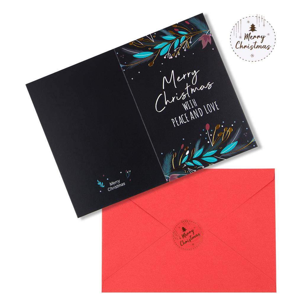 Merry Christmas Fold Greeting Cards with Envelope Xmas Party DIY Gifts Box Card for New Year Festival Decorations Navidad Noel