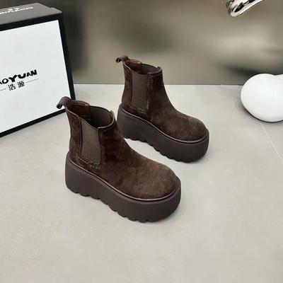 Женские ботильоны челси осень и зима новые ботильоны на платформе-маффин женские ботильоны-сигареты ботинки мартин