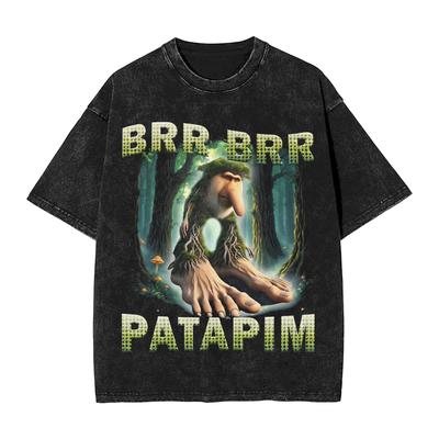 Брр Брр Патапим Забавный Итальянский Мем Про Мозговую Гниль Мерч Выстиранная Футболка Мужская Женская Уличная Одежда Хип-Хоп Футболки Летние Футболки