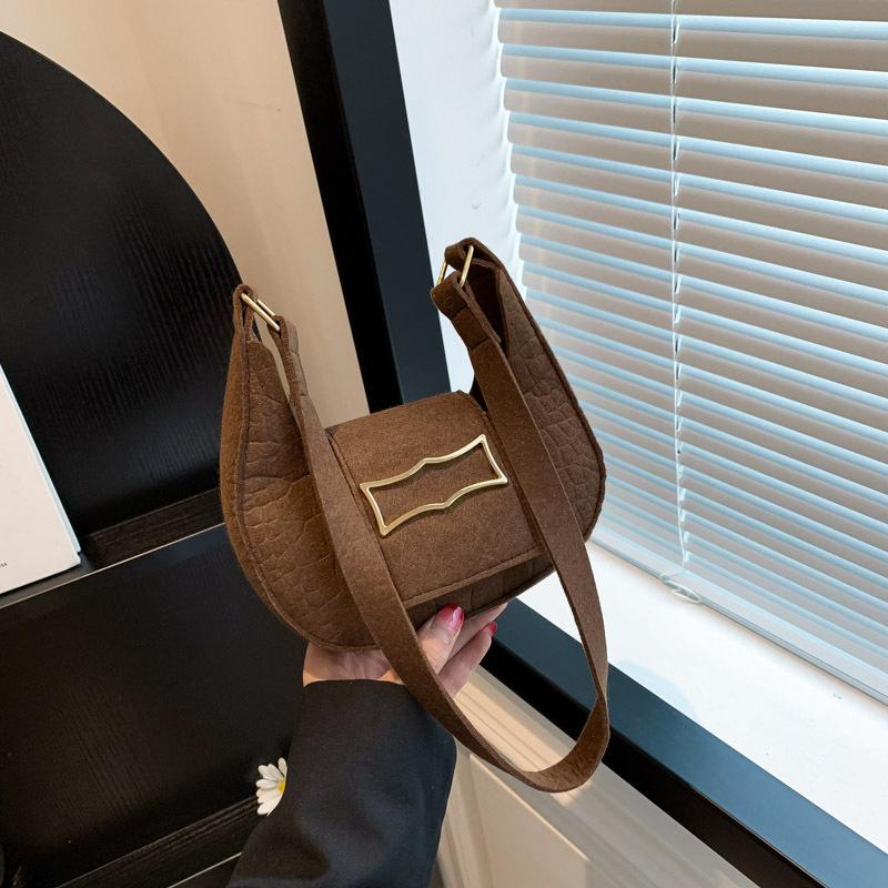 Фетровая женская сумка Сумка-полумесяц Кошачий замок Сумка-полумесяц Каменный узор Сумка подмышкой Креативная мода Одиночная