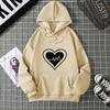 Women's Fleece Lined Hoodie Solid Color Heart Print Kangaroo Pocket Drawstring Printed Hooded Sweatshirt Streetwear