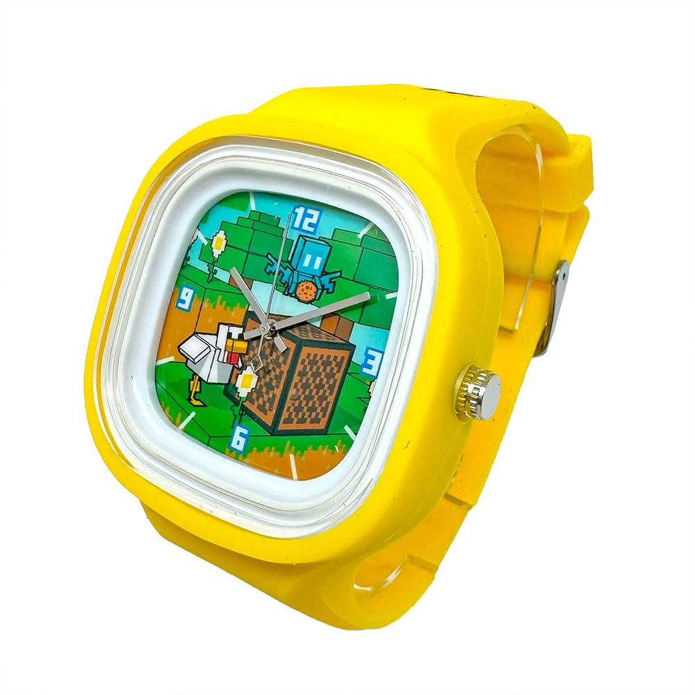Minecraft Kids наручные часы 2 Creeper Ender Dragon Warden Alley Chicken Watch Minecraft Analog Official Goods 23cm Chicken Appliances. (Множество & (желтый))