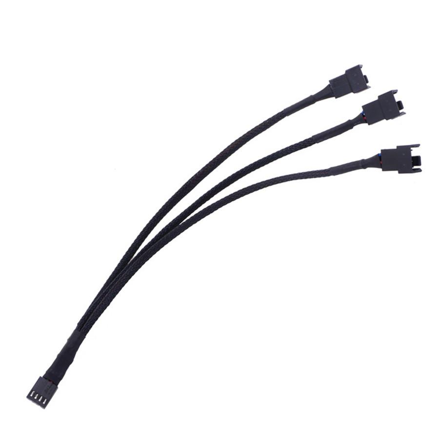 10Pcs 1 To 3 Way Splitter Cable Sleeved 4 Pin PWM Fan Connector Extension Cables