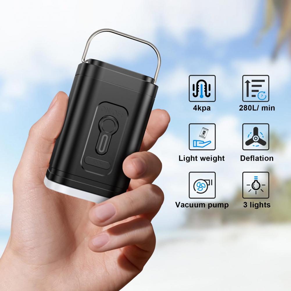 Электрический воздушный насос, портативный беспроводной воздушный насос с 5 насадками, перезаряжаемый через USB, кемпинговый фонарь, плавательный круг, поплавок, электрический для воздуха