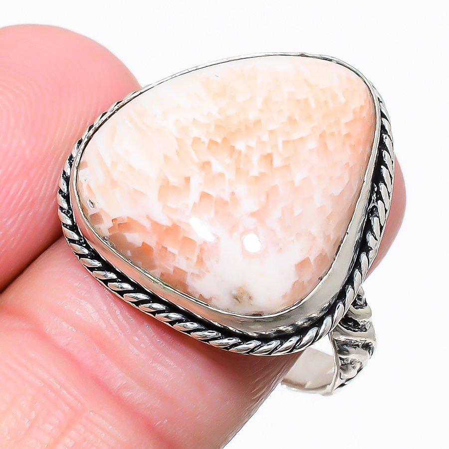 Scolecite Gemstone 925 Silver Jewelry Ring Size 9