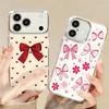 Милый чехол с принтом в виде мультяшных бантиков для iPhone 17 Pro Max iPhone 16 15 14 13 Pro Max 11 17e 16e Позолоченная рамка для камеры Прозрачная мягкая силиконовая задняя крышка