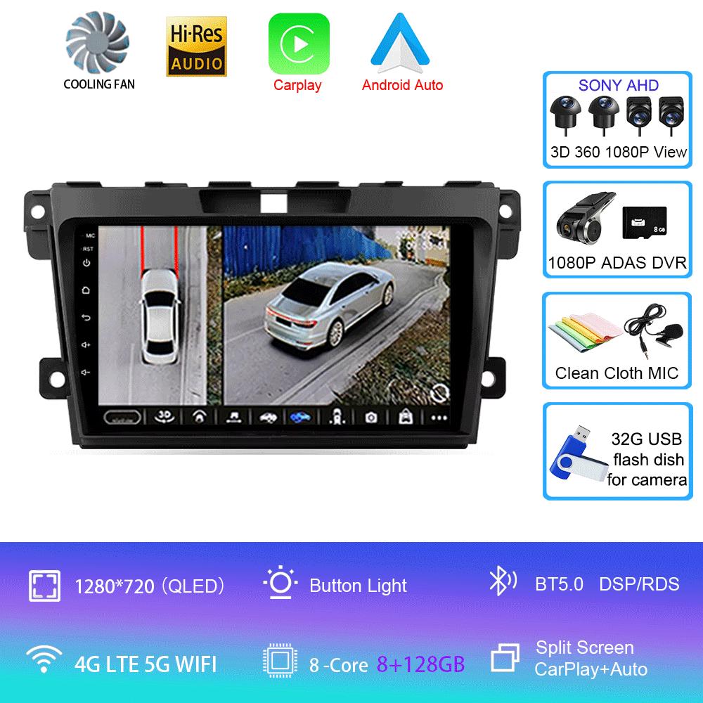 Автомобильное радио Android 14 Carplay для MAZDA 2007 2008 2009 2010 - 2014 CX-7 CX7 CX 7 Навигация GPS Мультимедийный проигрыватель стерео Wi-Fi BT