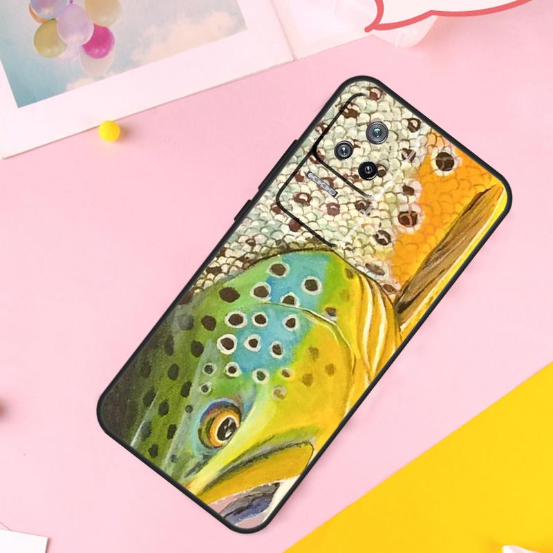 Trout Fish Fishing Case For Xiaomi 13 14 Ultra 12 Lite 11T 12T 13T Pro POCO M6 Pro X6 X5 X3 F3 F5 M5s Cover