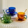 Color Glass Mug Small Tea Cup Coffee Mug  Tumbler Cups In Bulk Heat Resistant Glass Coffee Cup Drinkware Wholesale