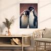 Cute Funny Retro Animal Penguin Couple Animal Art Poster Canvas Painting Wall Prints Picture for Living Room Home Decor