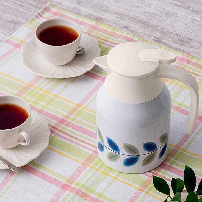 Atlas Легкий Компактный Термопот Листовой Узор Белый Термос С Вакуумной Изолировкой 1.2L AKTH-1200WH