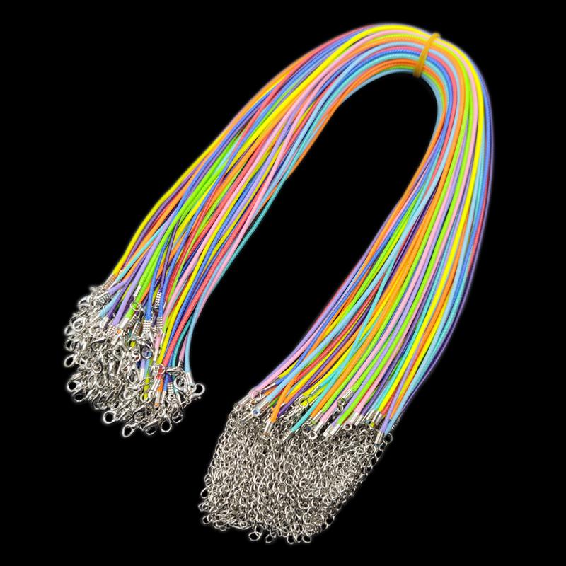 Pendant Charms Findings Necklace Chain Rope 10Pcs 2mm Unisex Lobster Clasp String Cord Fashion 16 Colors Twisted Adjustable Braided PU Leather Beads